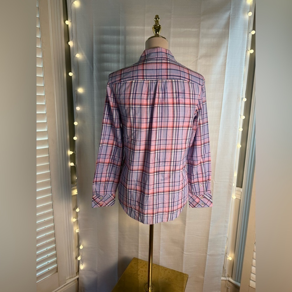 Talbots Plaid Button-Up Shirt - Pink and Purple Small - Picture 2 of 6